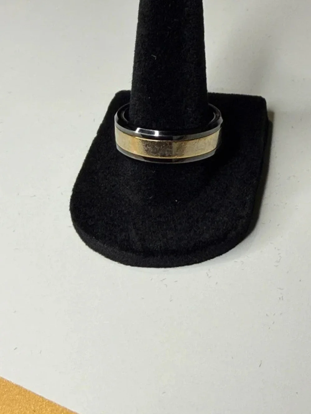 Men's Two-Tone Tungsten Carbide Channel-Set CZ Band Ring – Size 9